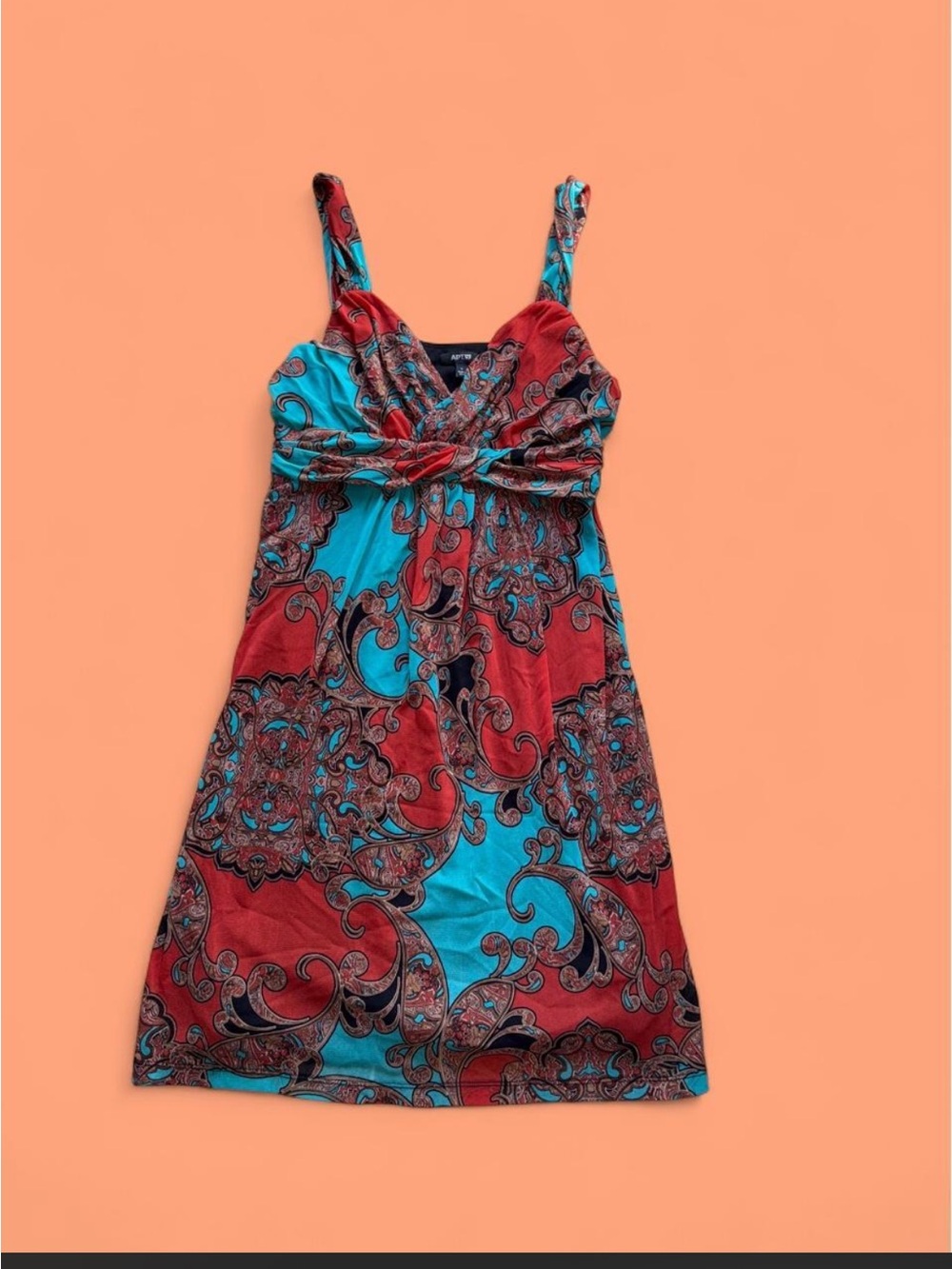 Y2K Apt. 9 Paisley Boho Fairy Halter V Neck Dress